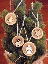Dekorácie - Vianočné drevené ozdoby - sada 4 kusy - 7606786_