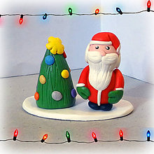 Dekorácie - vianočný stromček a guľatý Santa (6) - 7610041_