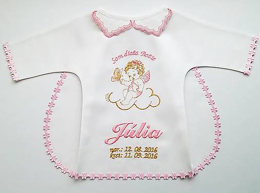 Detský textil - Krstná košieľka - ružová - 7612779_
