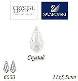 Korálky - SWAROVSKI® ELEMENTS 6000 Teardrop - Crystal, 11x5,5mm, bal.1ks - 7614611_