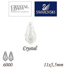 Korálky - SWAROVSKI® ELEMENTS 6000 Teardrop - Crystal, 11x5,5mm, bal.1ks - 7614611_