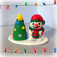 Sochy - Farebný vianočný stromček a (snehuliak) - 7612575_