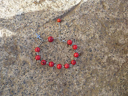 Náramky - ruženec na ruku z Koralu z chirurgickej ocele - 7616101_