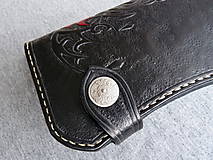 Peňaženky - Peňaženka gotická ruža, čierna koža - 7622156_