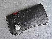 Peňaženky - Peňaženka gotická ruža, čierna koža - 7622162_