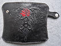 Peňaženky - Peňaženka gotická ruža, čierna koža - 7622197_