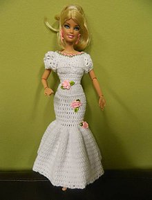 Hračky - Háčkované šatičky pre Barbie (biele) - 7622962_