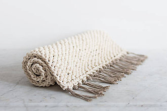 Úžitkový textil - Ručne pletený bavlnený koberec prírodný - 7628780_