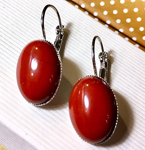  - Red Jasper French Clasp Earrings / Náušnice s červeným jaspisom - 7629713_