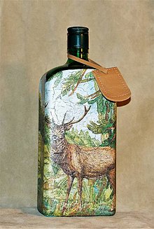 Nádoby - Poľovnícka fľaša Jeleň a diviak - 7628521_