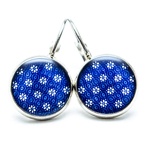 Náušnice - Modrotlačové - 7630978_