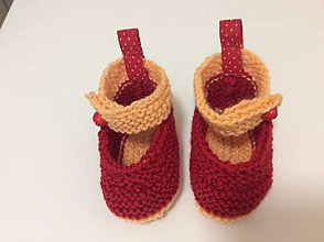 Detské topánky - pletené papučky červeno - oranžové - 7632564_