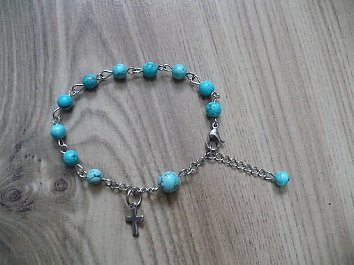 Náramky - ruženec na ruku z chirurgickej ocele z Tyrkysu - 7638634_