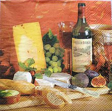 Papier - S051 - Servítky - víno, syr, hrozno, bageta - 7642839_