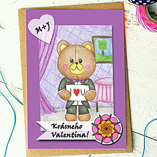 Papiernictvo - Medvedík - valentínska pohľadnica (on elegant (kvet1)) - 7642249_