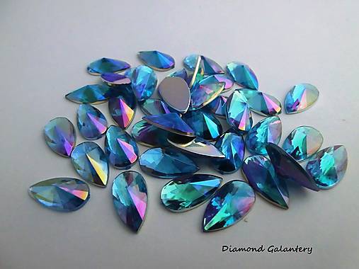Galantéria - Ozdobné kamienky 8x13 mm - AB tyrkys - 7644673_