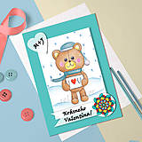 Papiernictvo - Medvedík - valentínska pohľadnica (v snehu (kvet 5)) - 7644485_
