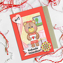 Papiernictvo - Medvedík - valentínska pohľadnica (elegant ona (kvet 4)) - 7643727_