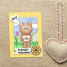 Papiernictvo - Medvedík - valentínska pohľadnica (slnečný deň (kvet 7)) - 7646633_