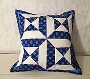 Úžitkový textil - vankúš patchwork modrý - 7650659_