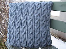 Úžitkový textil - pletený vankúš - tmavosivý - 7649644_