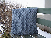 Úžitkový textil - pletený vankúš - tmavosivý - 7649645_