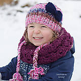 Detské doplnky - Háčkovaný nákrčník na zimu ... "fialovo-bordó" °°° SKLADOM - 7654134_