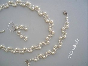 Sady šperkov - %ZĽAVA% Svadobný perlový set *Marion*- Swarovski biely (aj krémová varianta) + darček - 7655139_