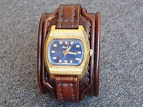 Náramky - Kožený remienok na starožitné hodinky Raketa - 7652623_