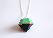 Náhrdelníky - Betónový diamant black/green - 7659314_