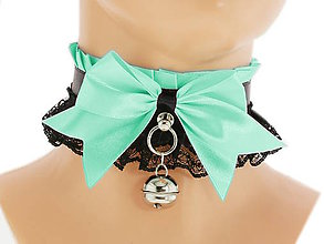 Náhrdelníky - Obojok čipkový, gothic lolita, kawaii, gothic pastel, kitten play collar, BDSM, petplay collar, 7G - 7666314_