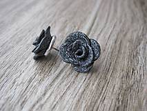 Náušnice - Sivé škvrnité ruže - napichovačky rhodium č.671 - 7665206_