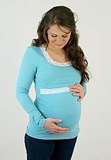 Oblečenie na dojčenie - Dojčiace tričko 3v1 dl. rukáv, s čipkou - 7669769_