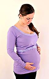 Oblečenie na dojčenie - Dojčiace tričko 3v1 dl. rukáv, s čipkou - 7669844_