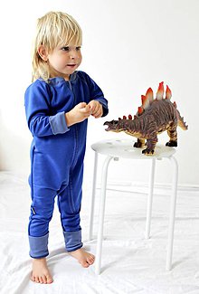 Detské oblečenie - TEPLÝ rastúci overal, bavlna - modrá (50-68cm (0-6m)) - 7671044_