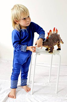 Detské oblečenie - TEPLÝ rastúci overal, bavlna - modrá (62-80/86cm (3-12/18m)) - 7671082_