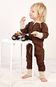 Detské oblečenie - TEPLÝ rastúci overal, bavlna - hnedá (74-92cm (9-24m)) - 7671126_