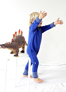Detské oblečenie - TEPLÝ rastúci overal, bavlna - modrá (92-110cm (2-4roky)) - 7671163_