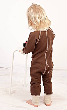Detské oblečenie - TEPLÝ rastúci overal, bavlna - hnedá (92-110cm (2-4roky)) - 7671175_