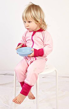 Detské oblečenie - TEPLÝ rastúci overal, bavlna - ružová (92-110cm (2-4roky)) - 7671189_