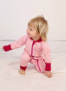 Detské oblečenie - TEPLÝ rastúci overal, bavlna - ružová (98-122cm (4-6rokov)) - 7671227_