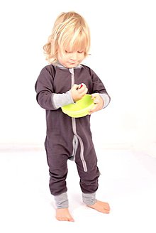 Detské oblečenie - TEPLÝ rastúci overal, bavlna - tm. sivá (98-122cm (4-6rokov)) - 7671785_