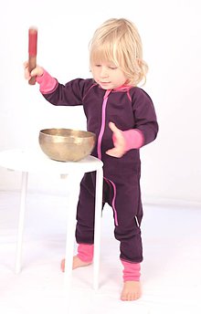 Detské oblečenie - TEPLÝ rastúci overal, bavlna - fialová (92-110cm (2-4roky)) - 7671810_