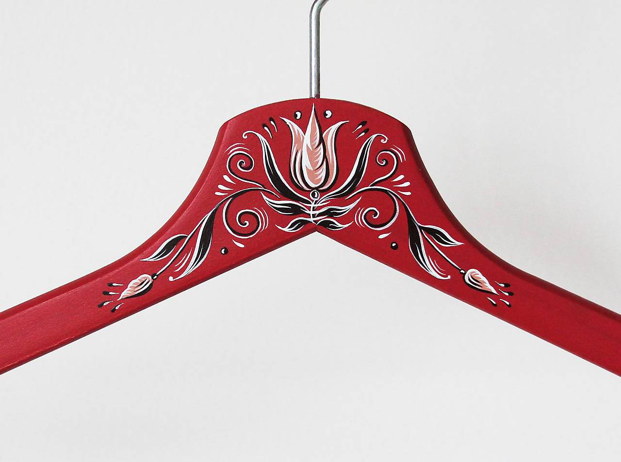 Sada maľovaných vešiakov "Tulipány" (ružový)