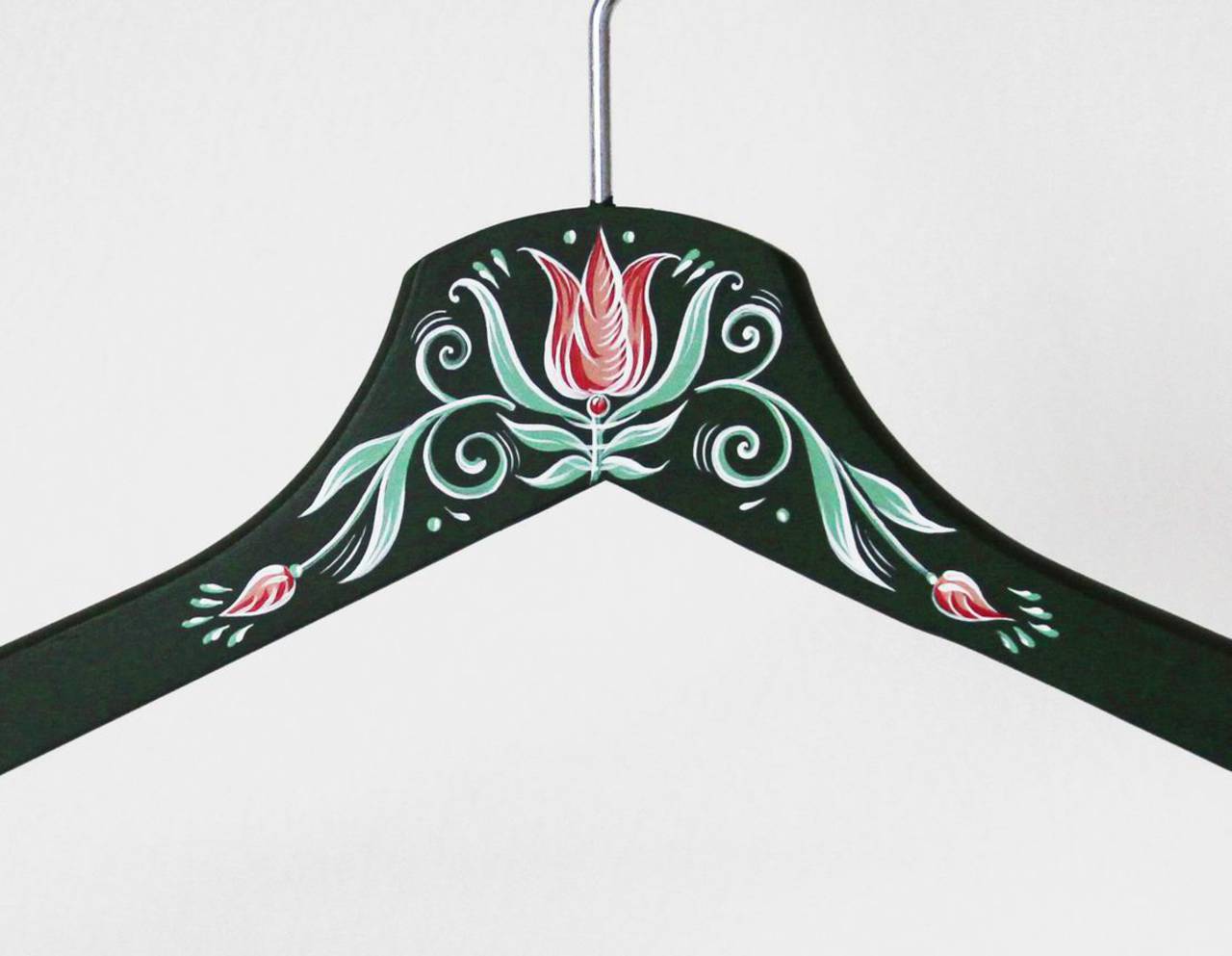 Sada maľovaných vešiakov "Tulipány" (zelený)