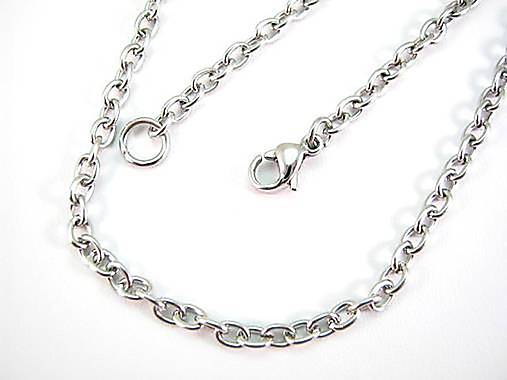  - Retiazka 4x3mm s karabínkou  55cm - 1ks - nerezová oceľ 304 - 7670520_