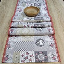 Úžitkový textil - Srdiečkovo ružičková romantika - stredový obrus 165x38 - 7671745_