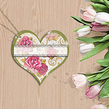 Úložné priestory & Organizácia - Valentínska menovka (1. kvety vintage) - 7670255_