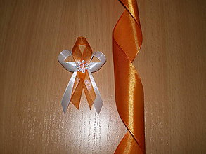 Svadobné pierka - svadobné pierko bielo-oranžové IV. - 7674081_
