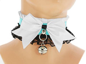 Náhrdelníky - Obojok čipkový, gothic lolita, kawaii, gothic pastel, kitten play collar, BDSM, petplay collar  1H - 7679707_